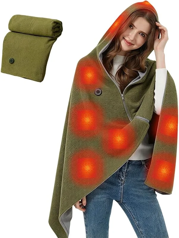 Mantón Calentador Envolvente Mantón Eléctrico con Capucha con 3 Niveles — Roupa aquecida