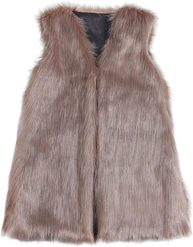 Colete solto de inverno sólido sem mangas mistura de lã para mulher Outwear — Roupa aquecida