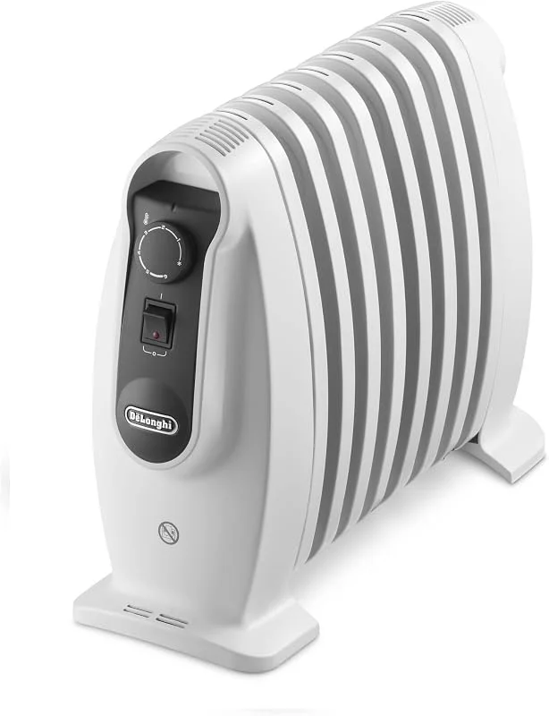 De'Longhi TRNS 0808M - Radiador de óleo, 800 W, termostato de segurança, função Eco, controlos digitais, branco — Aquecimento