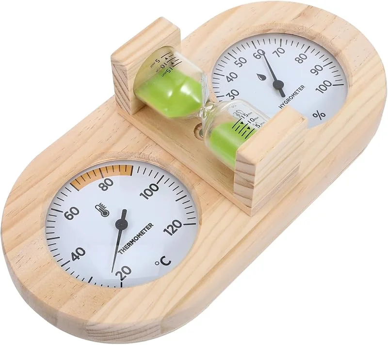 Termómetro Higrómetro con Temporizador Analógico de Madera Verde para — Humidificador