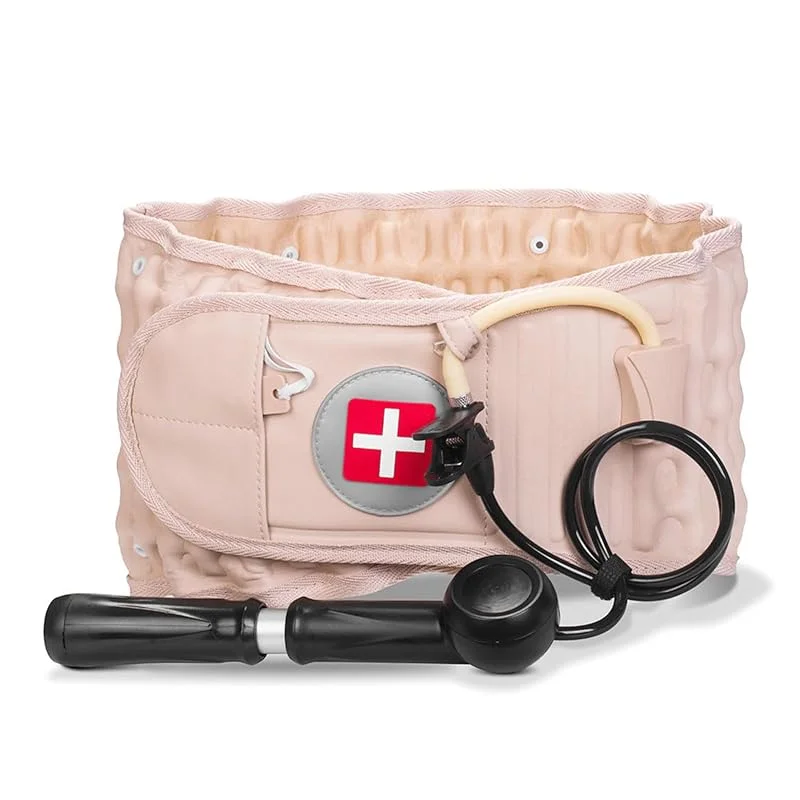 Cinto de costas de descompressão física, faixa lombar para uso terapêutico para dor nas costas e alívio do stress muscular nas costas (1 peça - bege) — Roupa aquecida