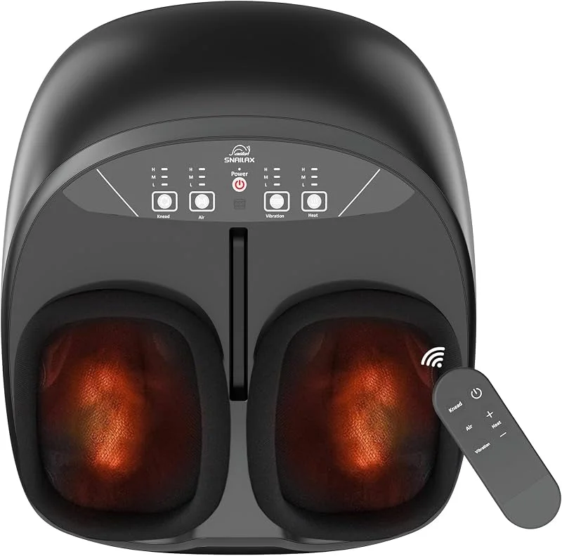 Snailax Massajador de pés com calor, massajador de pés Shiatsu com amassar por compressão e vibração, massajador elétrico para pés, aquecedor de pés com controle remoto, presentes para — Aquecimento