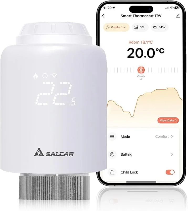 SALCAR Termostato aquecimento WiFi conexão direta termostato compatível com Amazon Alexa & Google Assistant cabeça térmica programável sua sem porta de ligação adicional