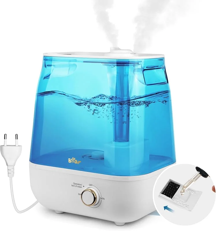 BEAR Humidificador de enchimento superior 6 litros, ultra silencioso de 28 dB para bebés e plantas, 35 horas de funcionamento, com bandeja de aromaterapia, de vapor expansível de 360 °, desligamento automático