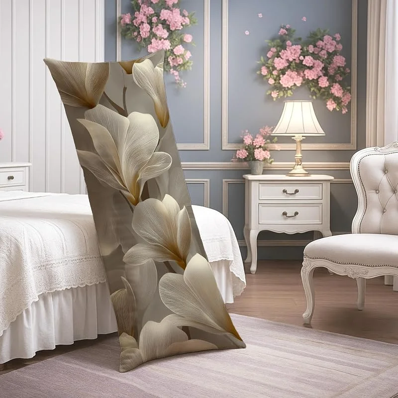 Fundas de almohada de cuerpo floral, elegante funda de almohada lumbar de terciopelo suave con cremallera, funda de almohada de cuerpo largo decorativo para dormitorio, sofá, 20 x 54 pulgadas — Aquecimento