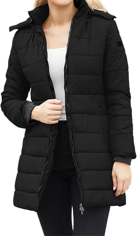 Generisch Chaqueta térmica impermeable para mujer con extraíble reversible para los días fríos de invierno, ropa exterior de manga larga con prácticos bolsillos, ideal para el día a día y el ocio — Roupa aquecida