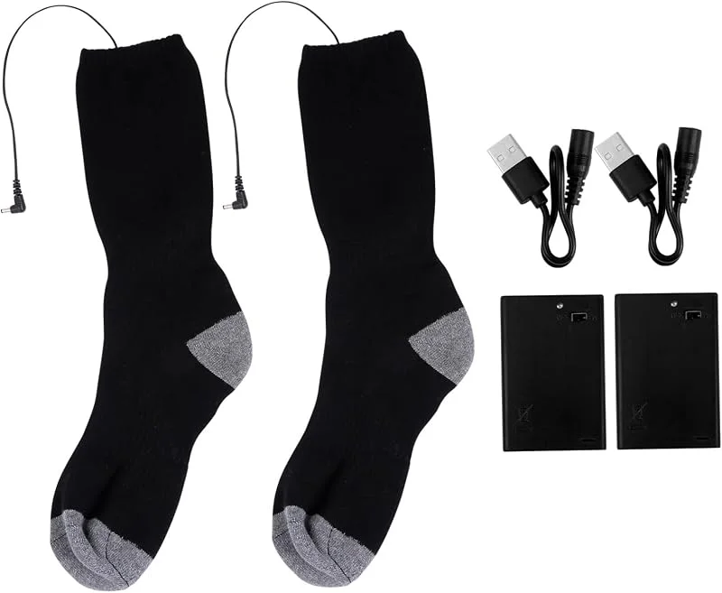 PRETYZOOM Calcetines Calentados de Invierno Caja de Batería Recargable USB, Calcetines Térmicos de Poliéster, Paquete de 3 Piezas (2 Baterías 2 Cables USB), para Deportes de Nieve y Uso — Roupa aquecida