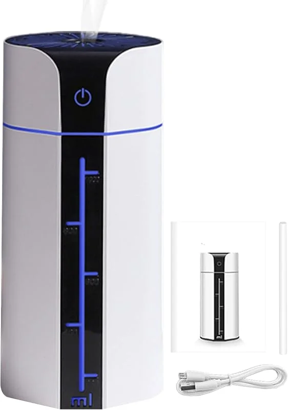 Humidificadores para quarto, purificador de ar USB para grandes espaços, função silenciosa com desligamento automático, luz LED de 7 cores, adequado para berçário, sala de estar, casa de banho, carro