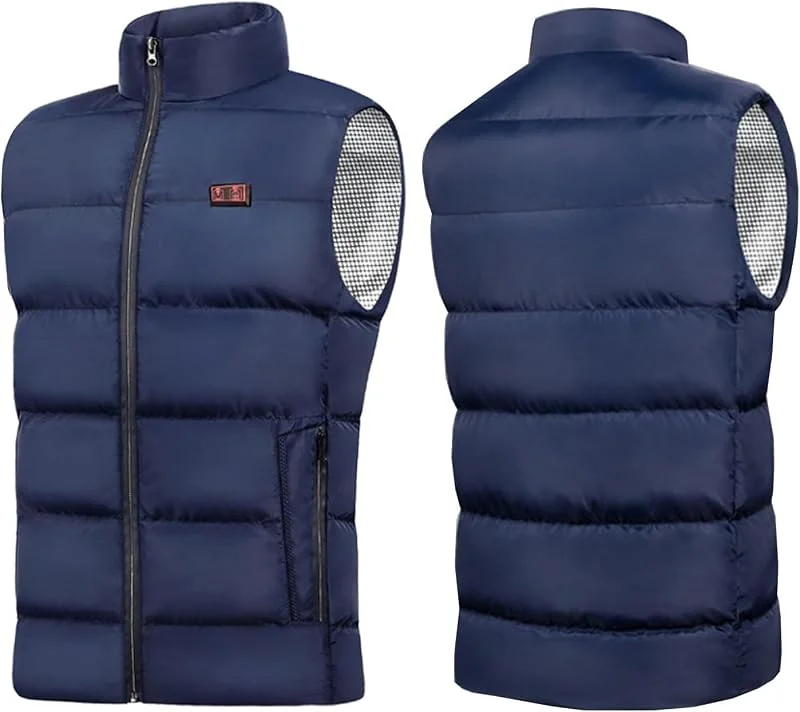 Chaleco calefactable Recargable, Chaqueta calefactable, Abrigo, Ropa eléctrica, Chaleco for Invierno y Actividades al Aire Libre (batería no incluida)(Bleu, 6XL(97.5-105kg)) — Cozinha e lar