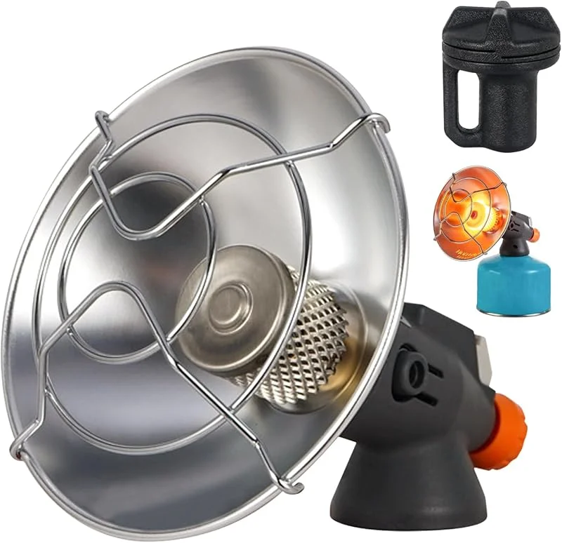 Aquecedor de gás aquecedor de gás aquecedor de campismo portátil aquecedor de butano para exteriores com válvula de controlo aquecedor de tenda de aquecimento rápido tanque superior para caminhadas — Cozinha e lar