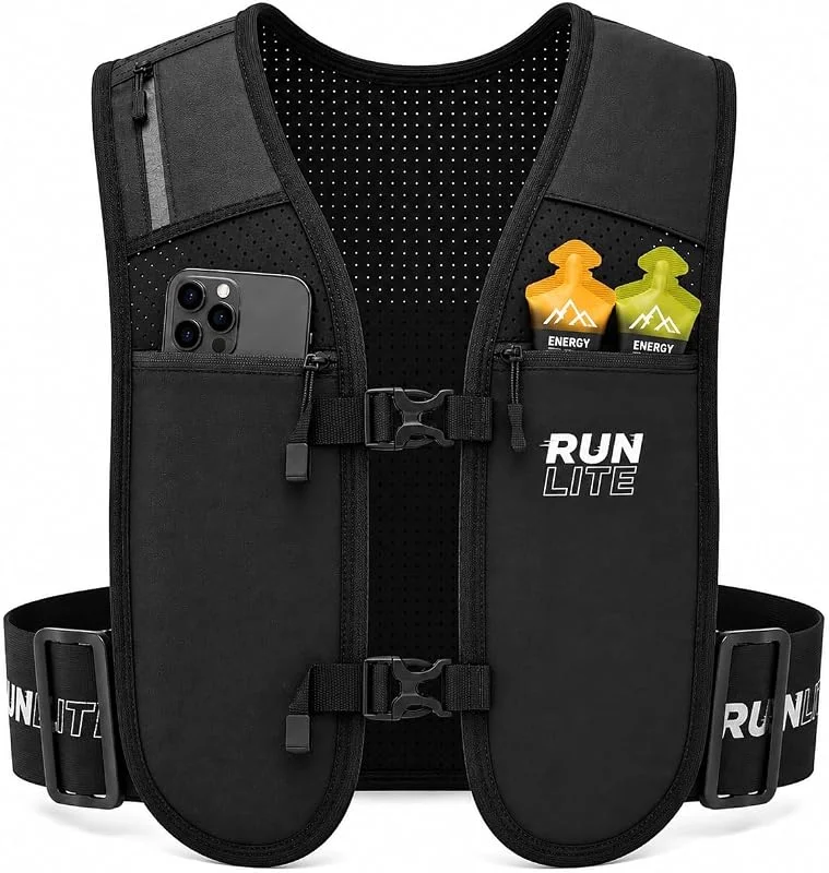 Chaleco Running Ajustable con Porta Móvil para Hombre y Mujer, Negro — Roupa aquecida