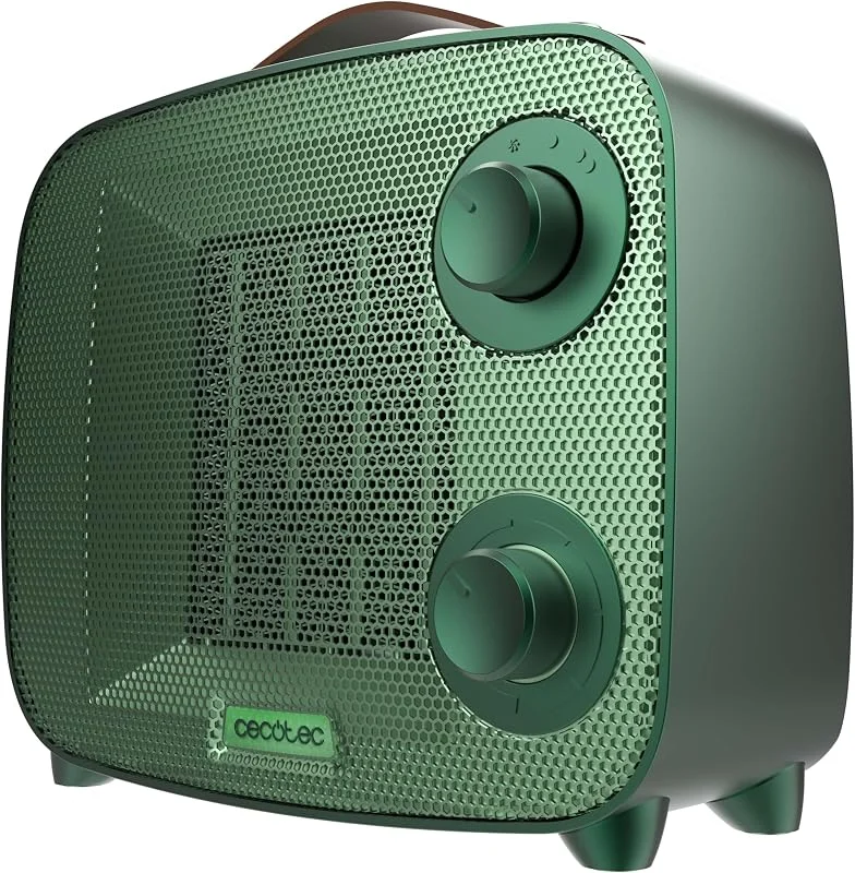 Cecotec Aquecedor cerâmico de mesa ReadyWarm 1550 Ceramic Aura. 1500W, 3 modos, baixo consumo, termostato ajustável, silencioso, segurança tripla, design moderno, cobertura de 15 m² — Aquecimento