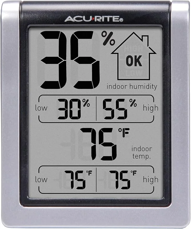 ACURITE 00613 Higrómetro digital e termómetro interno pré-calibrado, preto, 3 polegadas de altura x 2, 5 polegadas de largura x 1, 3 polegadas de profundidade — Humidificador