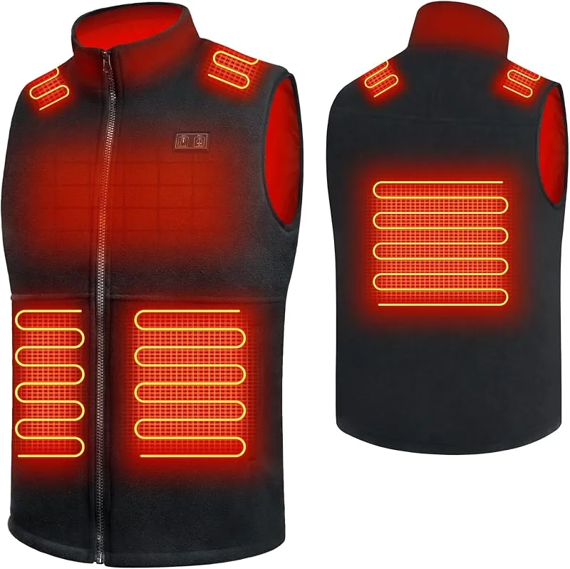 seenlast Colete aquecido para homem e mulher, colete térmico elétrico polar com 3 temperaturas, 6 zonas aquecidas, casaco aquecido para homem e mulher, lavável para exteriores (bateria não incluída) — Cozinha e lar