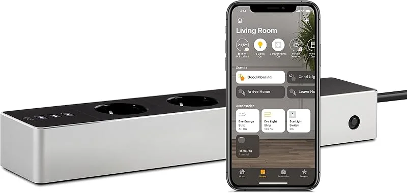 Eve Energy Strip - Barra de tomadas inteligente tripla com contador elétrico e tecnologia Apple HomeKit — Aquecimento