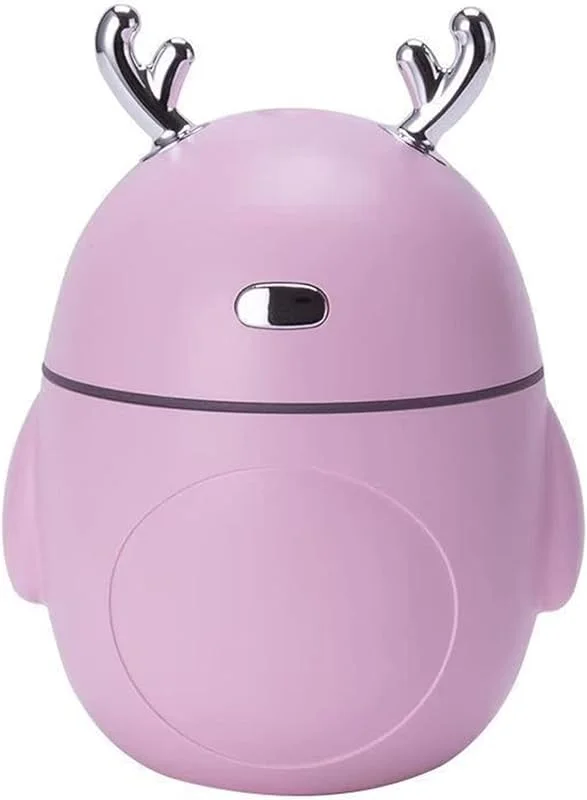 Humidificador de 320ML for el hogar y dormitorio, Mini humidificador silencioso USB for oficina, Aroma for automóvil, generador niebla LED(Pink)