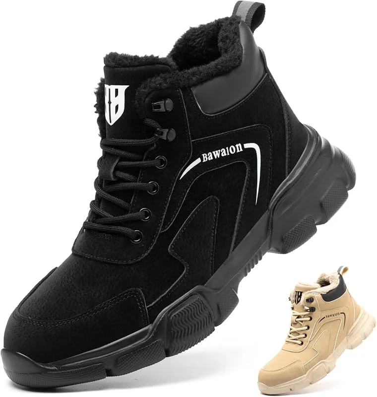 Botas de Segurança para Homem Mulher Impermeáveis Leves Sapatos de Segurança com Ponta de Aço Antiderrapante Botas de Trabalho — Roupa aquecida