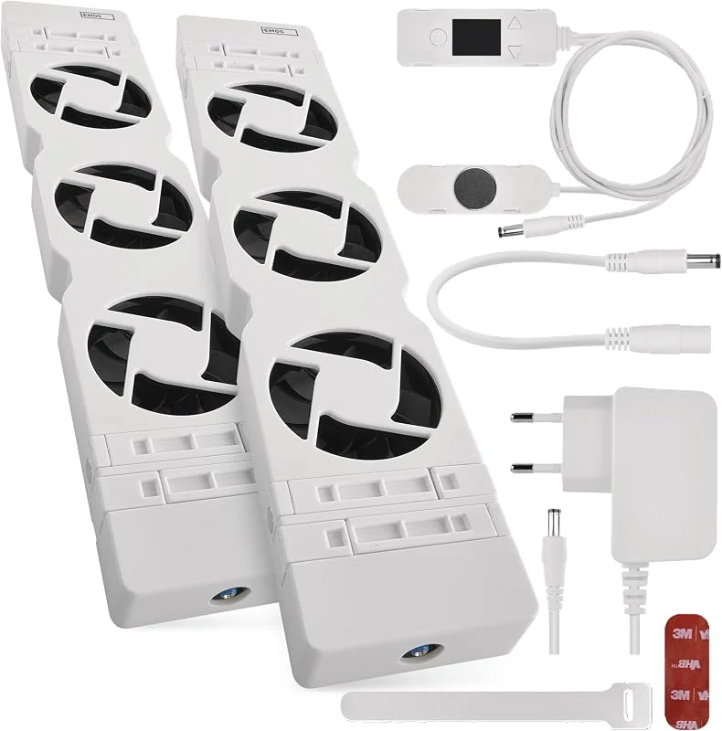 EMOS ventilador de aquecimento DUO, 2 unidades, sensor de temperatura e regulador, carregador, acessórios, fluxo de ar 36 m³, h, economia de energia