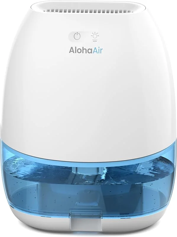 AlohaAir Deshumidificadores para casa, 35 onças, desumidificadores para quarto com caixa de aroma, desumidificadores silenciosos para casa de banho, quarto, caravana, armário com desligamento
