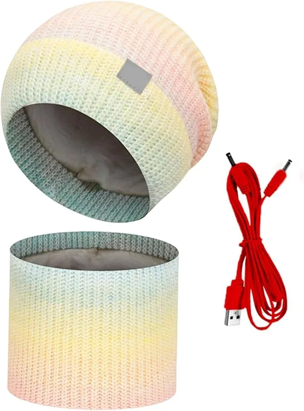 Gorro térmico USB – Juego de gorro cálido 2 en 1, gorro y bufanda de invierno recargables, equipo al aire libre con calefacción ajustable, protección para hombres y mujeres, para esquí, ciclismo — Roupa aquecida