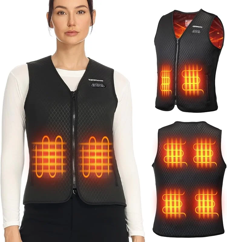 KEMIMOTO Colete térmico para mulher, colete aquecedor, design com luzes, colete elétrico leve, bateria não incluída — Roupa aquecida