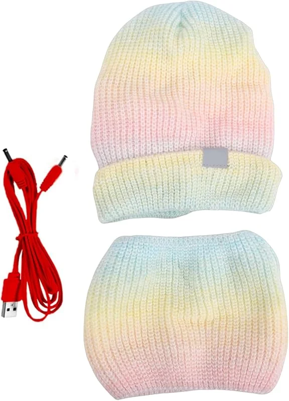 Gorro térmico, Juego de gorro y bufanda 2 en 1 con calefacción USB, juego de bufanda y gorro de invierno, para esquí, ciclismo, viajes, negocios, carreras matutinas, senderismo — Roupa aquecida