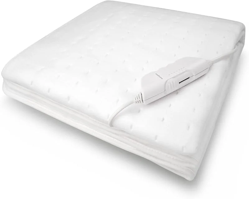 Medisana HU 662 Aquecimento debaixo da cama, 150 x 80 cm, desconexão automática, proteção contra superaquecimento, 6 configurações de temperatura, lavável para todos os colchões padrão, branco limpo