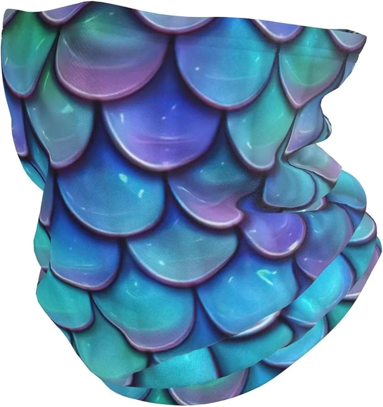 Máscara térmica para el cuello con estampado de escamas de pez verde azulado, transpirable, para ciclismo, pesca — Roupa aquecida