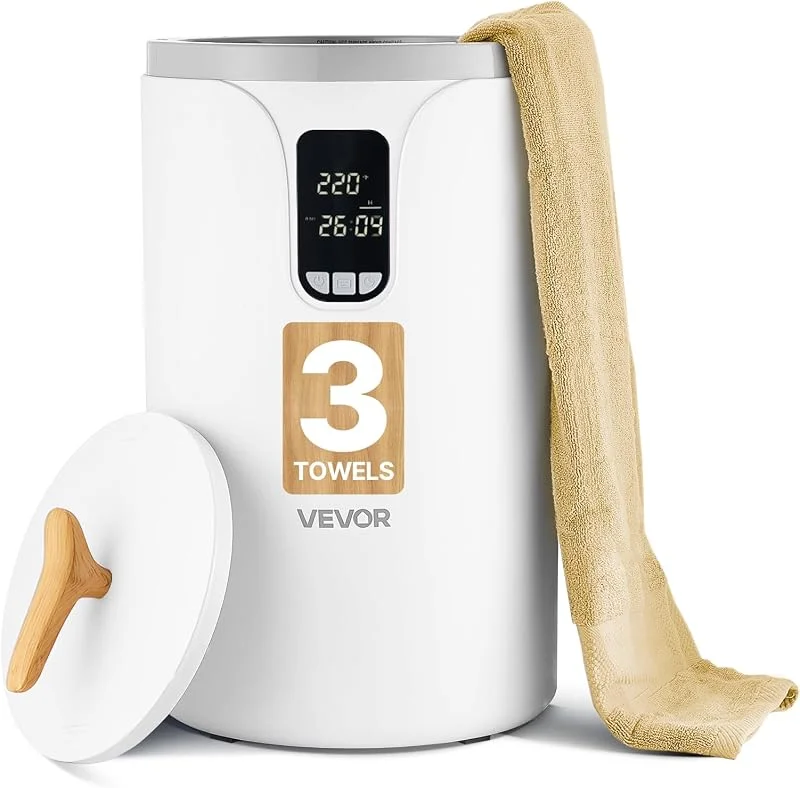 VEVOR Aquecedor de toalhas de 20 L com ecrã LED aquecedor de mantas desligado automático temporizador de 3 níveis bloqueio de segurança secador de toalhas portátil para SPA, casa, casa de banho — Aquecimento