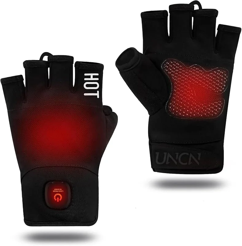 uncn Guantes recargables sin dedos con calefacción para mujeres y hombres, guantes de trabajo para pantalla táctil, guantes térmicos sin dedos para invierno y clima frío, eléctricos.. — Roupa aquecida