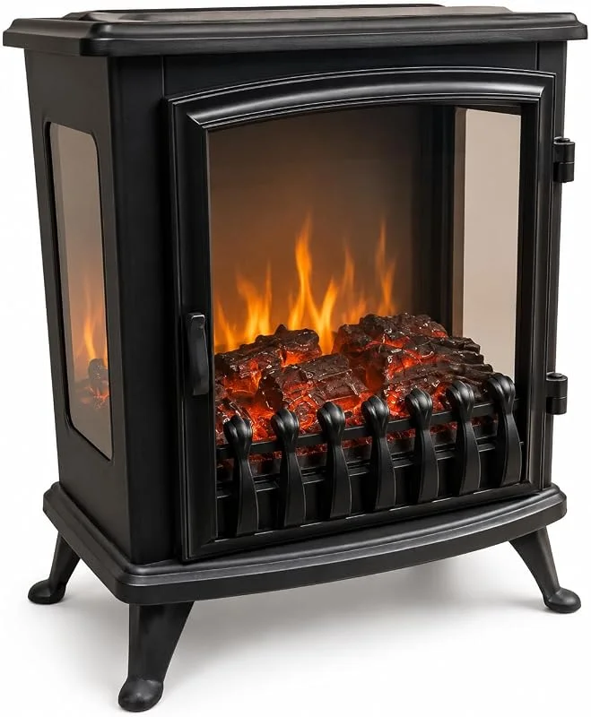 CHEMIN'ARTE Lareira elétrica com efeito chama LEDs, lareira decorativa, aquecida, baixo consumo, inserção de lareira — Cozinha e lar