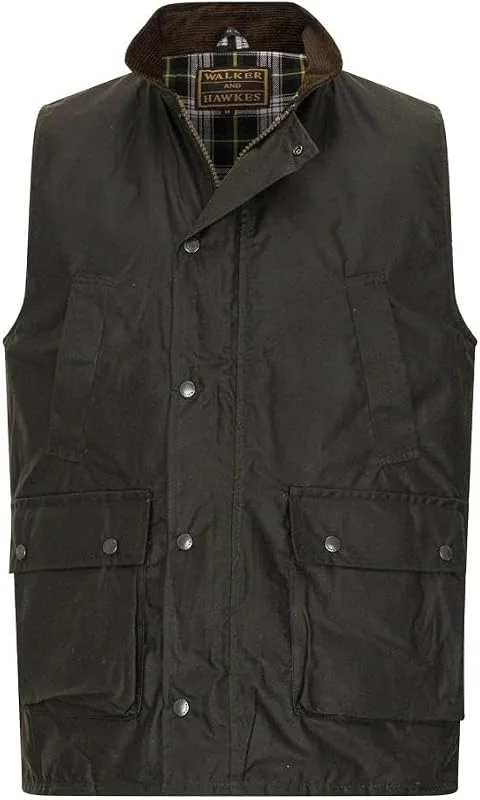 Walker and Hawkes - Winchester - Colete Encerado para Homem - Efeito de Aquecimento - Estilo Campo Inglês — Roupa aquecida