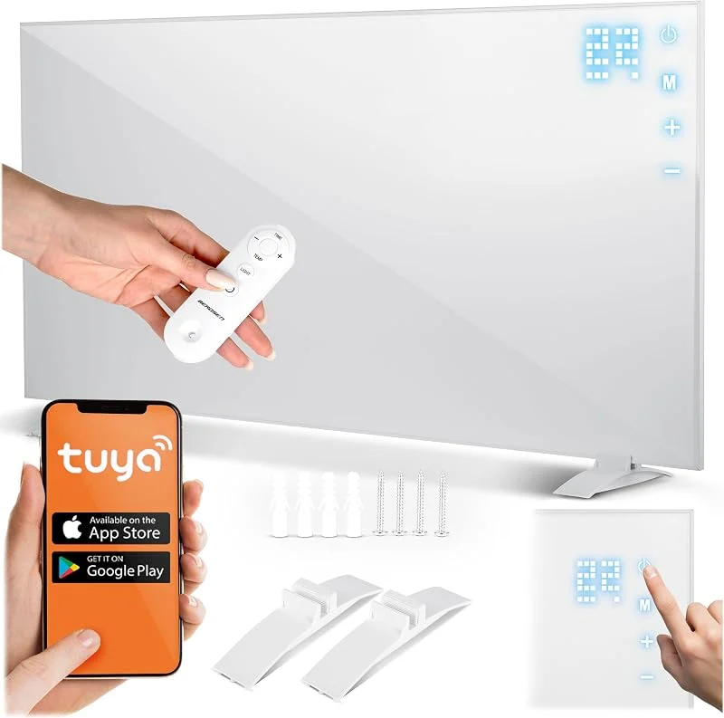 Berdsen Aquecedor infravermelho - painel de aquecimento - 720 W - aquecimento rápido - painel tátil - aplicação de controlo remoto WiFi - temporizador 1-9h