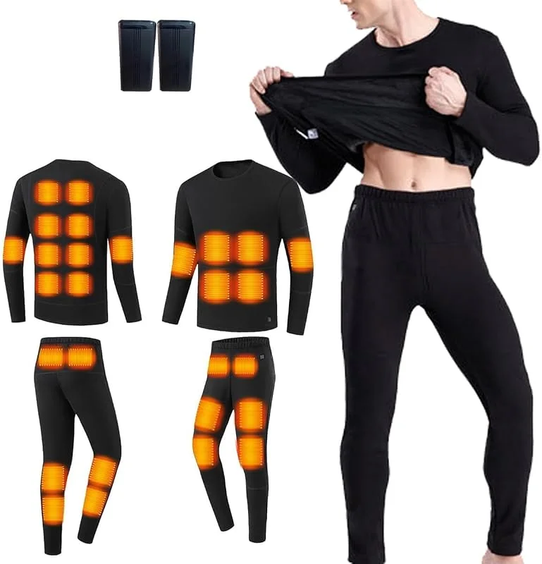 Ropa Interior térmica for Hombre con batería Externa y 28 Zonas de calefacción for Deportes al Aire Libre.(Noir, XX-Large) — Roupa aquecida