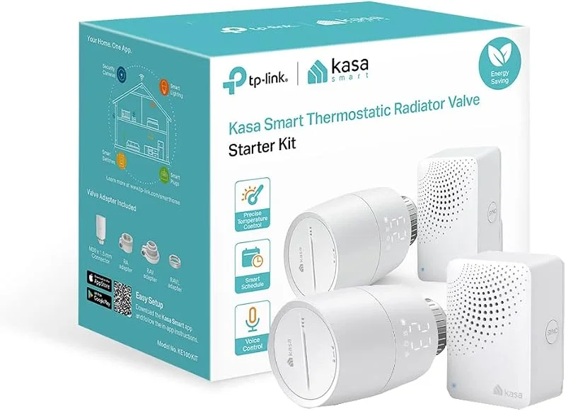 TP-Link Kasa - Válvula de termostato inteligente para radiador, economia de energia, ecrã LED, programação TRV inteligente, funciona com Alexa e Google, fácil instalação (Kit KE100) — Aquecimento