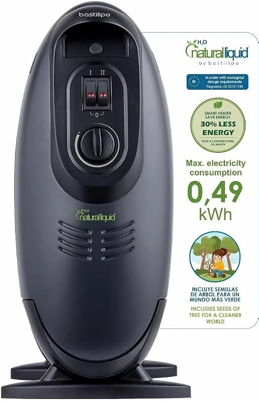 Bastilipo - MR-ECOFLUID-9, mini radiador com H2O natural líquido, 900W, 9 elementos c, termostato, cinza antracite — Aquecimento