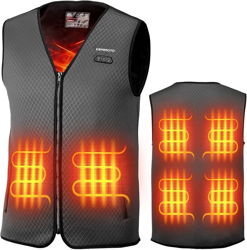 KEMIMOTO Chaleco térmico para hombre, diseño ligero, chaleco calentador, chaleco de caza con calefacción, batería no incluida, chaleco térmico eléctrico — Cozinha e lar