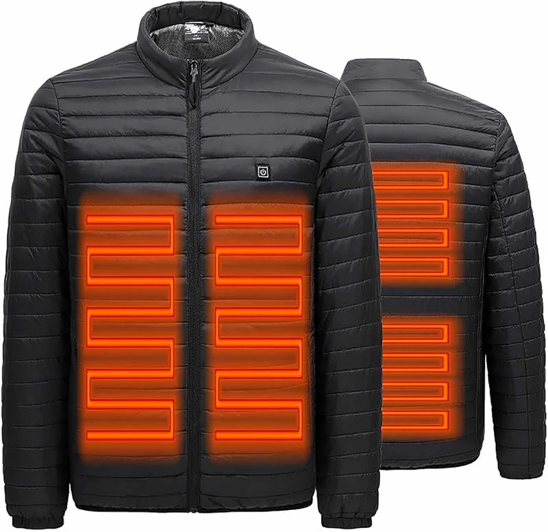 Colete aquecido para homem e mulher, colete elétrico aquecido USB 3 ajustável temperatura 4 zonas de aquecimento casaco de inverno para exteriores — Cozinha e lar