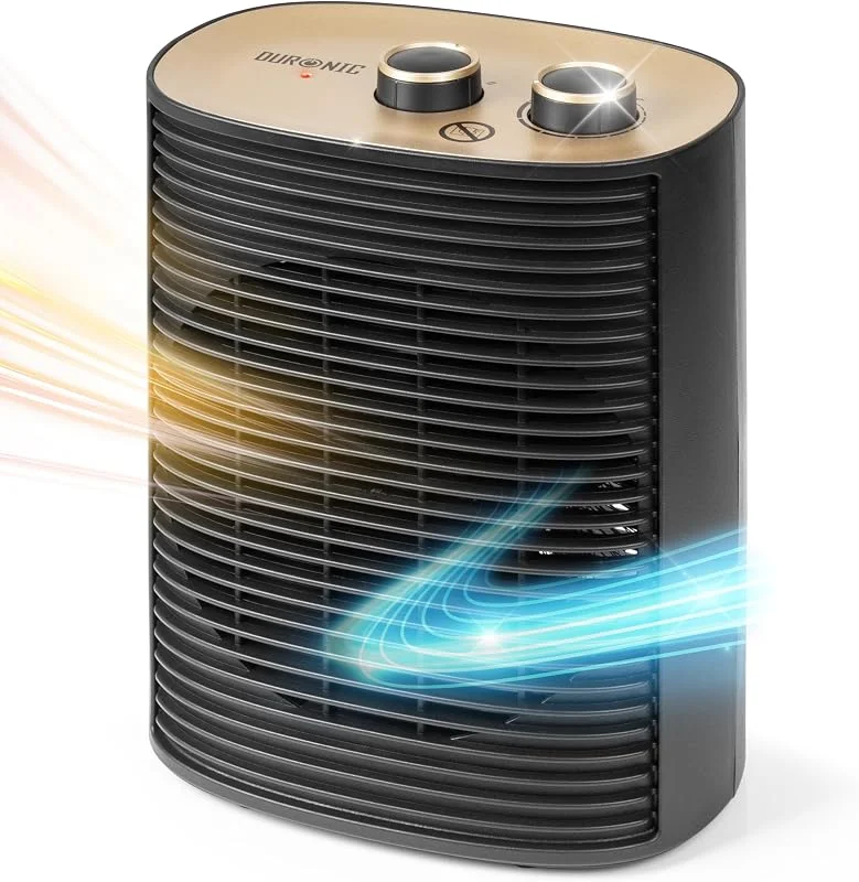 Duronic HV32 BK - Termoventilador 2000 W, Aquecedor Elétrico de Baixo Consumo, Termostato Regulável, Modo Eco 1000 W, Modo Turbo 2000 W e Sistema de Segurança Antivuelco. Ideal para Casa, Escritório — Aquecimento