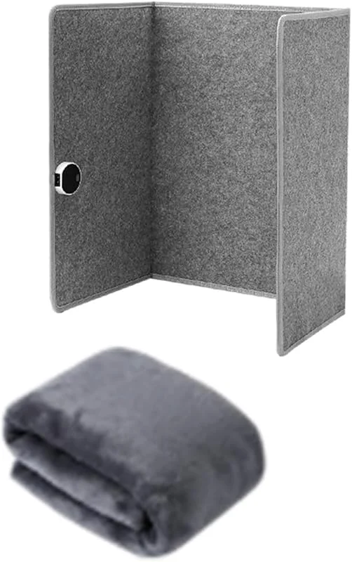Aquecedor de pés portátil para debaixo da mesa, aquecedor de pés para casa, dobrável, com controlo (cinza, 96 x 53 cm) — Aquecimento