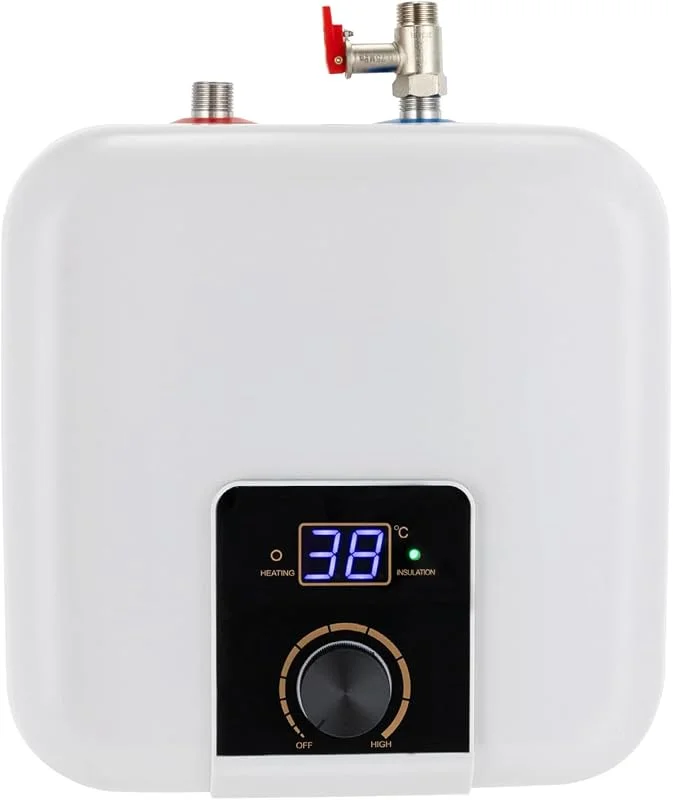 Aquecedor de água instantâneo de 1500 W, mini caldeira elétrica de 6 l, aquecedor de água subbancada, aquecedor de água com ecrã LED e regulador de temperatura, 0-65 °C, resistente à — Aquecimento