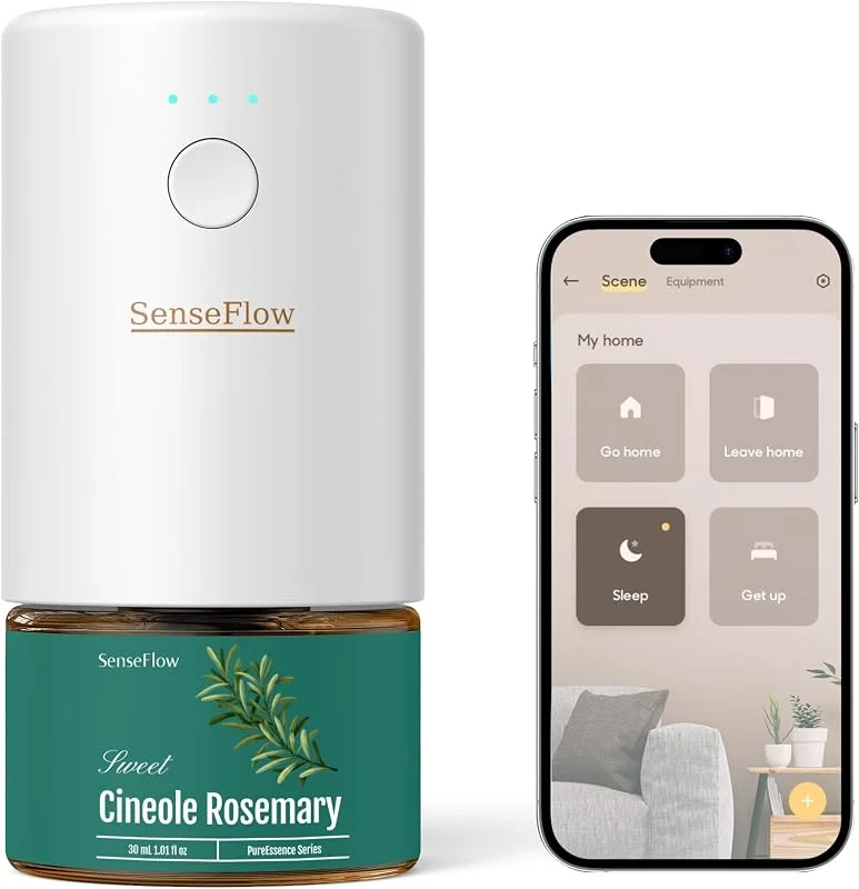 Difusor de óleos essenciais difusor de aromas, Smart Wi-Fi SF101S Pro - ultra-sónico sem água, 100% vegetal, aromaterapia 120 dias, para casa, hotel e estúdio até 100 newskill, alecrim — Humidificador