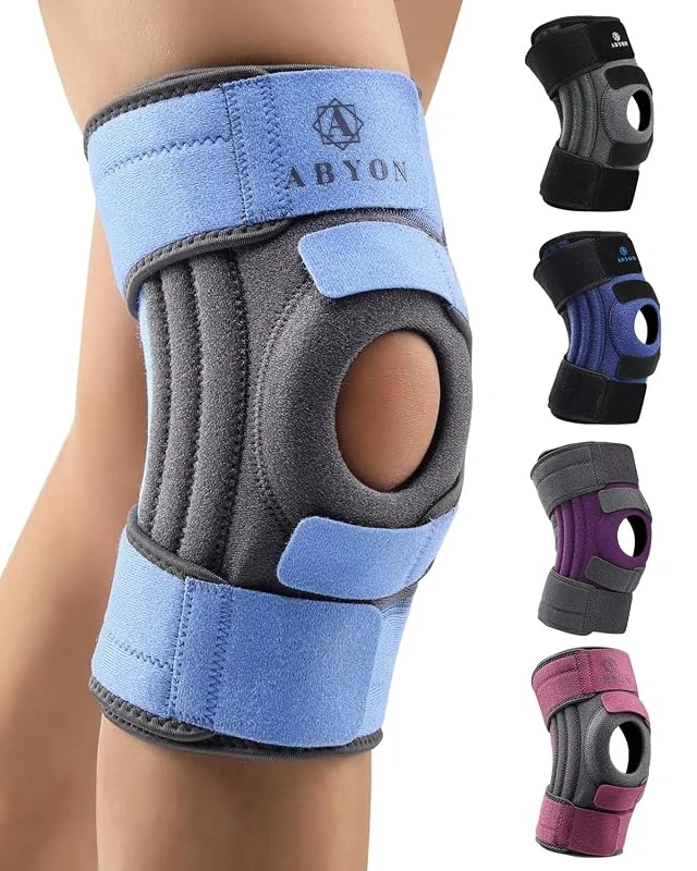 ABYON Joelheira para homens e mulheres, artrite, rompimento do menisco, LCA, com triplo estabilizador lateral e correia ajustável 360° para máximo suporte e recuperação rápida — Roupa aquecida