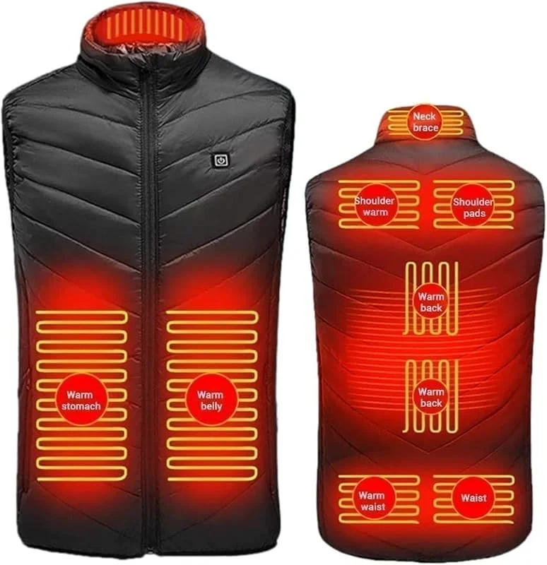 MU Chaleco calentado eléctrico para hombres y mujeres, chaleco calentado inteligente ajustable lavable con cable USB, chaleco cálido calentado de invierno para caza, camping, senderismo, esquí, pesca — Cozinha e lar