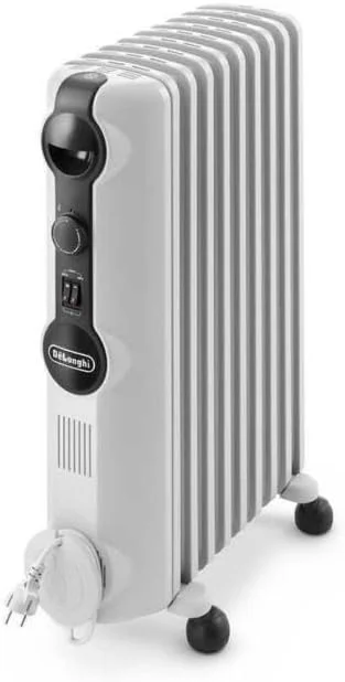 De'Longhi Radia S – Radiador de Aceite para Estancias de Hasta 60 m³, Calefactor Eléctrico con Termostato de Seguridad, 9 Aletas, Función Antiheladas, Portátil, 2000W, Blanco (TRRS0920) — Aquecimento