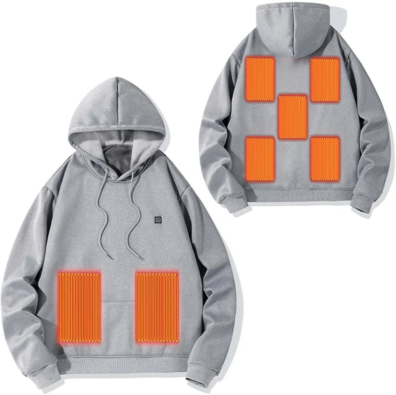 Sudadera con Capucha Unisex con calefacción, calefacción de Siete Zonas, Interfaz USB, Sudadera con Capucha de algodón Puro Suave — Roupa aquecida