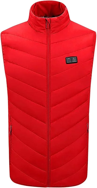 Colete aquecido, colete elétrico aquecido para homens e mulheres, 3 temperaturas ajustáveis com 9 zonas de aquecimento, casaco de inverno (vermelho XXL) — Cozinha e lar