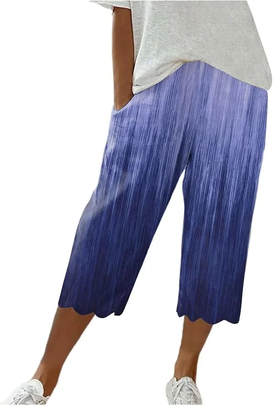Mujer Bolso De Color Tubo Recto Holgado Elástico Pantalones De Yoga Contraste De Color Pantalones Sólidos Pantalones 3, 4 Mujer L, morado, XL — Roupa aquecida
