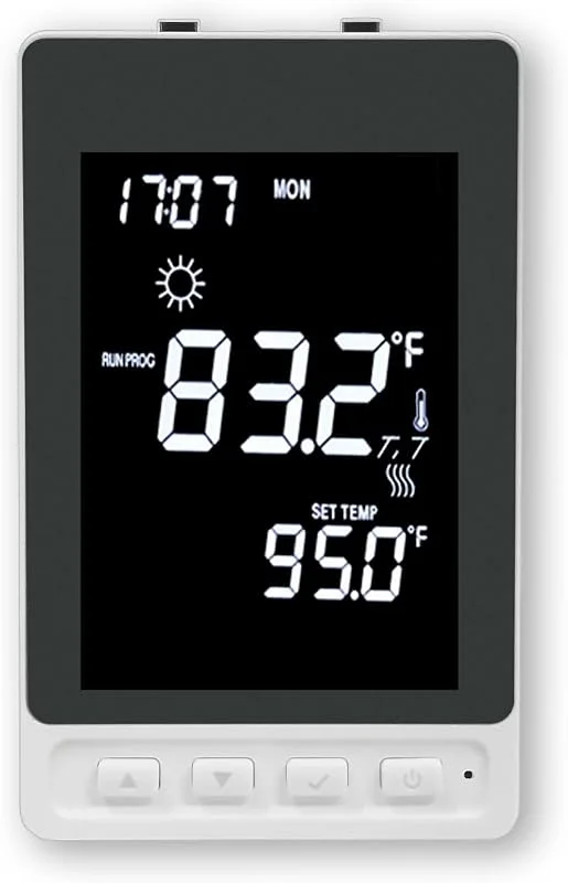 Termostato programável para aquecimento elétrico de solo, termostato digital para casa, 120, 240 V 16 A, modo duplo, GFCI integrado, inclui sensor NTC de 10 K