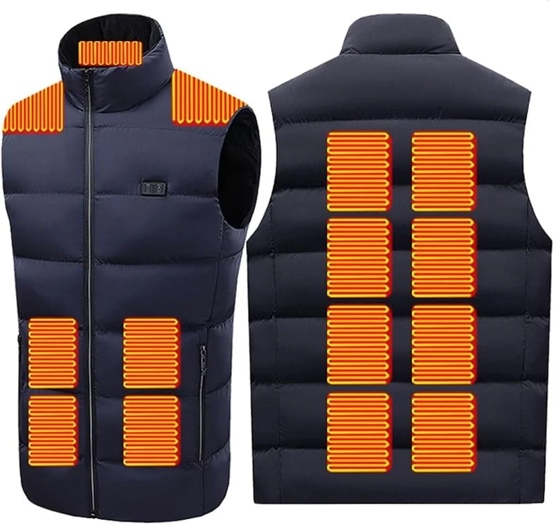 Chaleco calefactable, Chaleco calefactable USB, Ropa calefactable, Chaleco cálido, Chaqueta calefactable for Acampada al Aire Libre (sin batería)(BLU, 4XL(82.5-90kg)) — Cozinha e lar